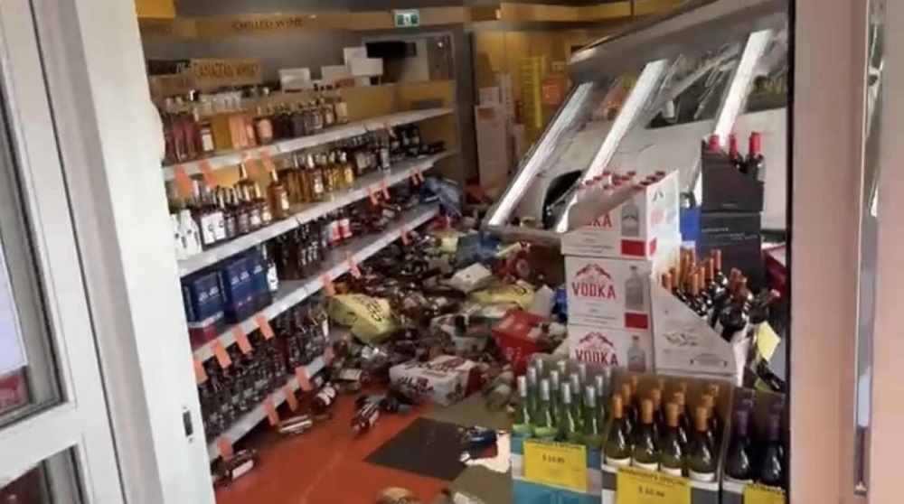 Vehicle crashes into liquor store on Real Martin Drive. Picture courtesy of James Last