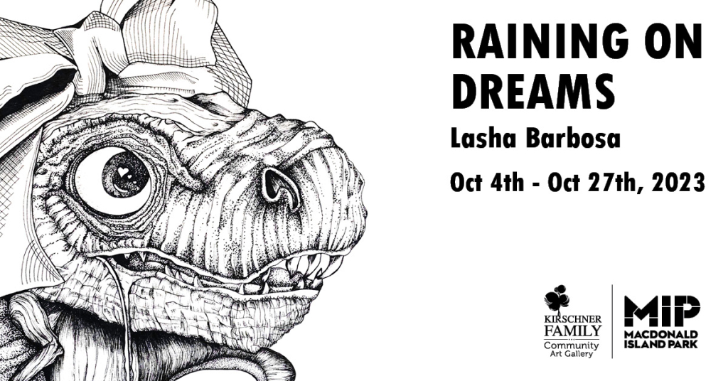 Raining Dreams exhibit by Lasha Barbosa. Image supplied by Regional Recreation Corporation of Wood Buffalo