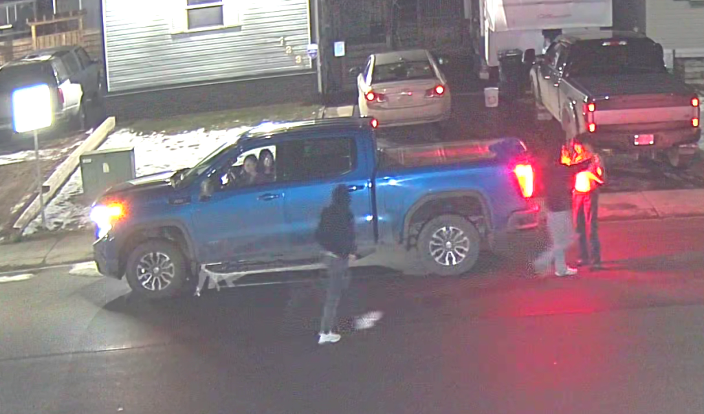 GMC Sierra Crew Cab with Box Cover potentially involved in B&E. RCMP Supplied Image