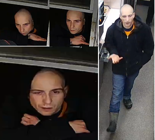 Surveillance images of Subway Rest. Robbery suspect, Dec 28, 2023. Images supplied by RCMP.