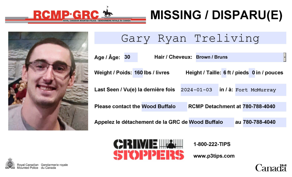 Gary Treliving Missing Person Poster. RCMP supplied image