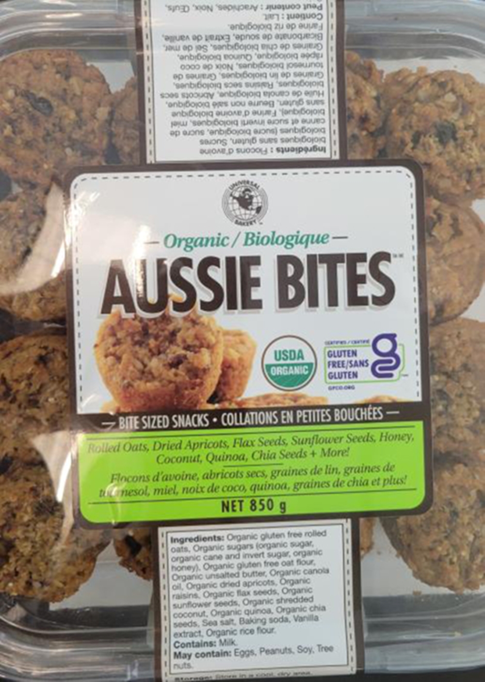 Universal brand Organic Aussie Bites recalled Canada-wide due to undeclared  gluten – GX94 Radio